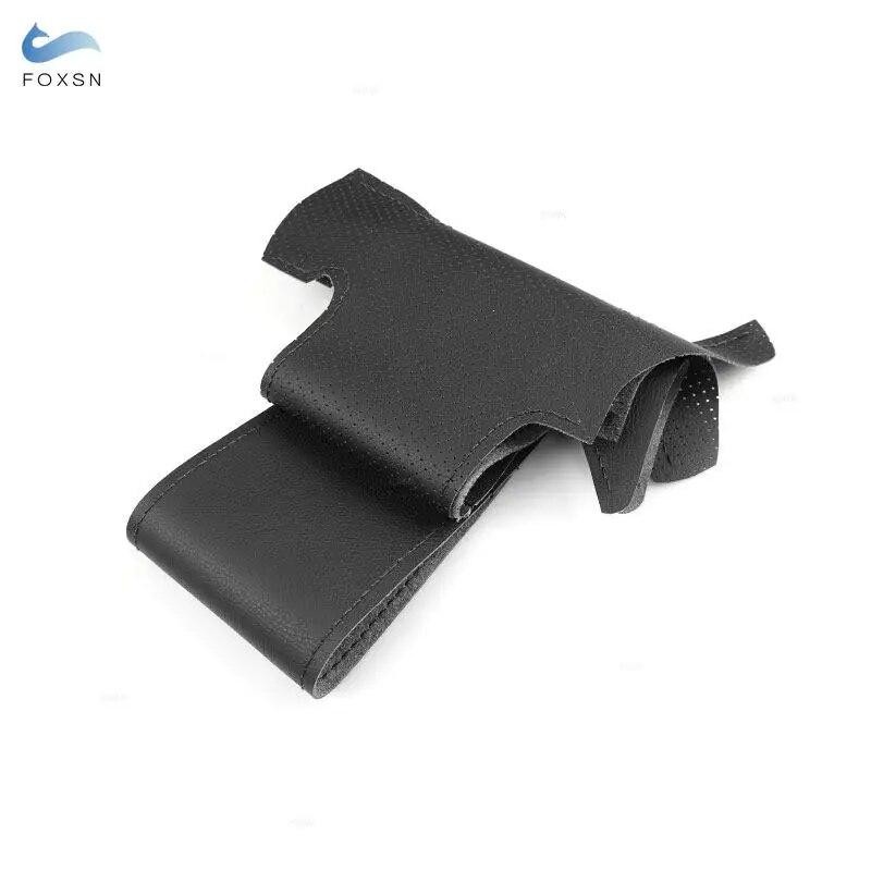Perforierter Lederbezug für Hyundai Accent 2006-2011 Getz 2005 für Kia Rio 5 2006 2007 2008 2009 Auto Lenkradverkleidung Schwarz
