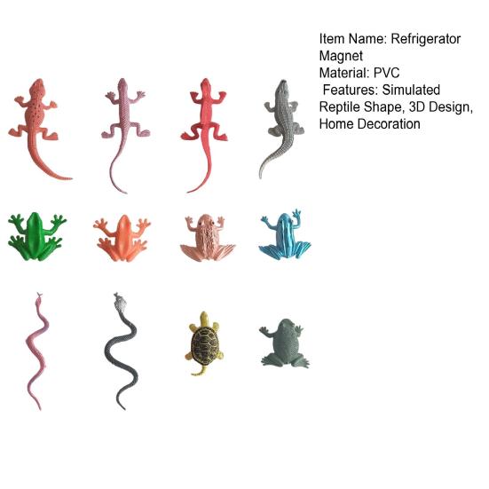 12Pcs/Set Simulated Reptile Refrigerator Magnet Home Office Kitchen Locker Fridge Magnetic 3D Gecko Frog Turtle Decoration Ornament
