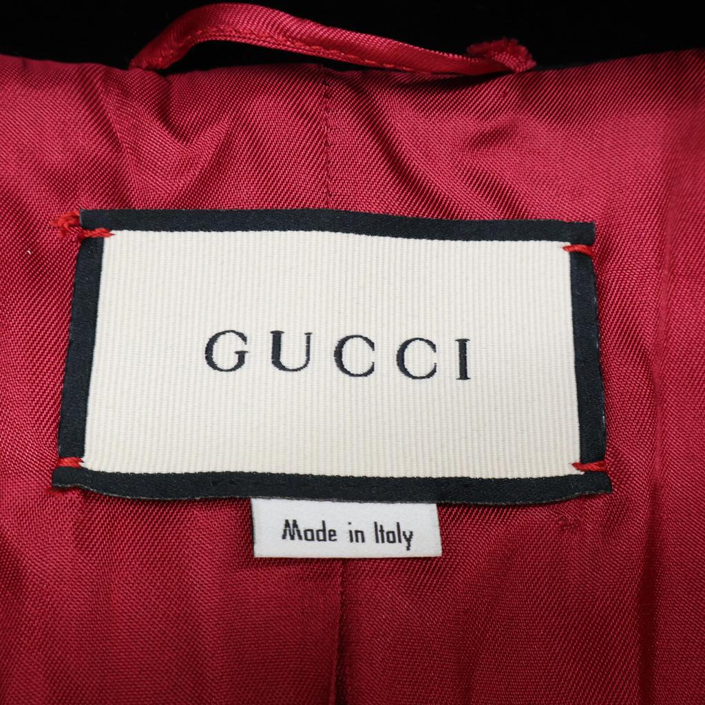 Gucci [Good condition/Domestic Regular] 582511 Velour Switching Collarless Long Coat 38 Red / blackUsed
