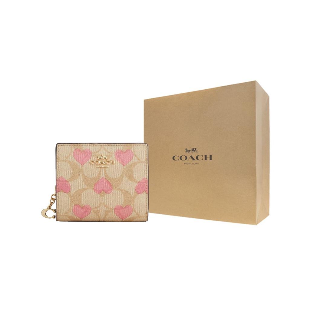 Coach Snap Wallet 10 Heart Print Button Closure Signature Coated Canvas And Smooth Leather Wallet Women wallet CQ145-IMOTV