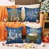 Christmas Sofa Pillow Cover Linen Stain-resistant Letter Print Seat Cushion Living Room Decoration Simple Versatile Pillow