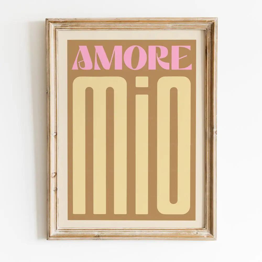 Poster Moderno con Stampa Colorata Amore Mio Arte da Parete Pittura su Tela Amore Per Soggiorno Decorazione Casa Idea Regalo San Valentino