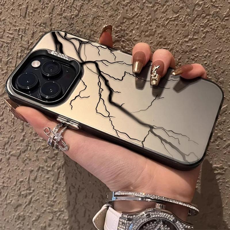 Luxury Lightning Graphic Matte Hard Case for iPhone 16 15 14 13 12 11 Pro Max XS X XR 8 7 Plus Shockproof Plating Cover