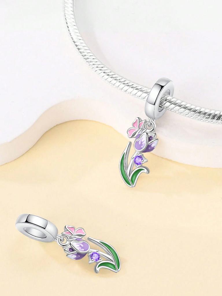 Charms Plata Copper Colors Rose Fresh Flowers Cactus Beads Charm Pendant For Original Bracelet For Women Diy Jewelry Love Gift