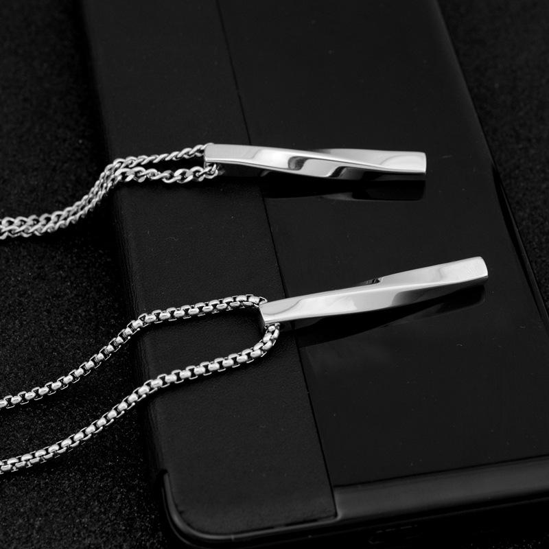 Titanium Steel Stainless Steel Square Bar Long Simple Unisex Fashion Necklace