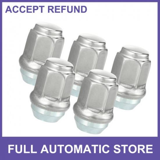 FIVE Wheel Lug Nuts Tire Lugnuts Silver Tone for Jeep Wrangler Liberty