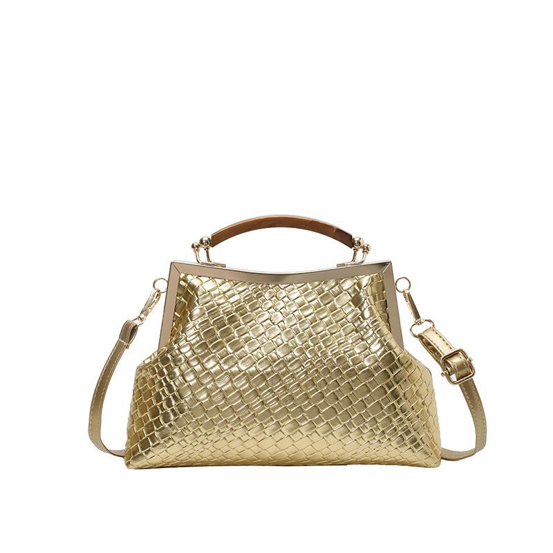 

Women s New Fashionable Handbag with Indentation, Hand-held Clip, Shell Bag, Fashionable Temperament, Single Shoulder Crossbody Small Bag One size fits all золотой