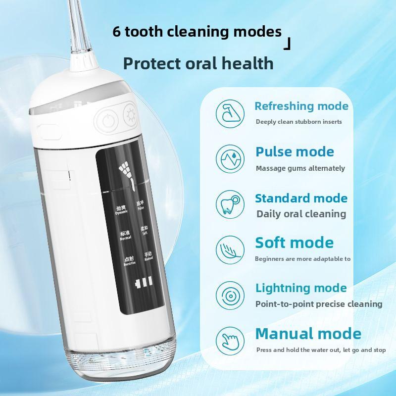 6-Speed Transportable Tooth Flusher, Dental Cleaning, Calculus Removal, Water Floss, Electric Household Orthodontic Tooth Beauty Instrument