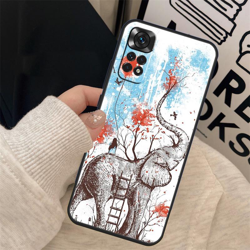 Elephant Theme Print Cover For Xiaomi Redmi Note 13 9 10 11 12 14 Pro 10S 11S 12S Case For Redmi 12C 13C 14C 10C