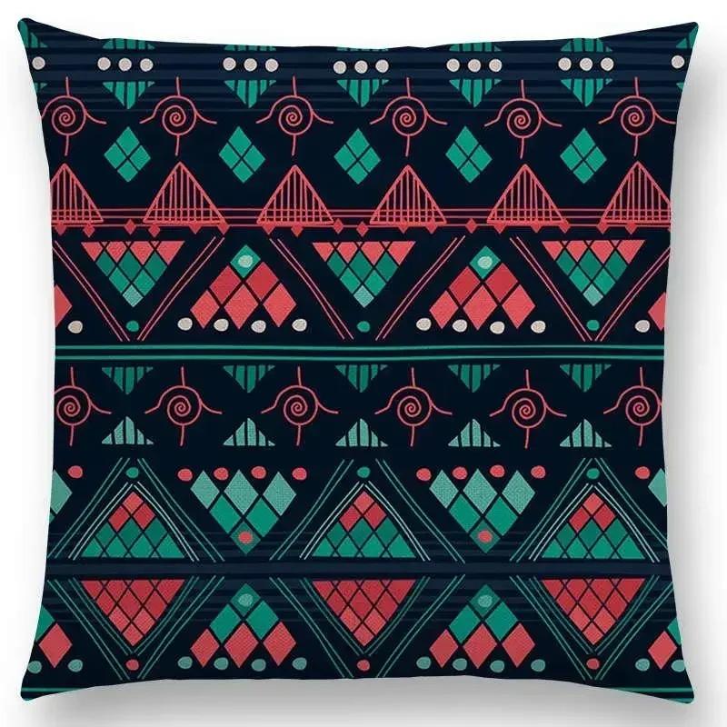 Home Decor Colorful Ethnic Pattern Decorative Pillow Covers Pattern Cushion Cover Suitable For Sofa Bedroom Car Pillow Cover