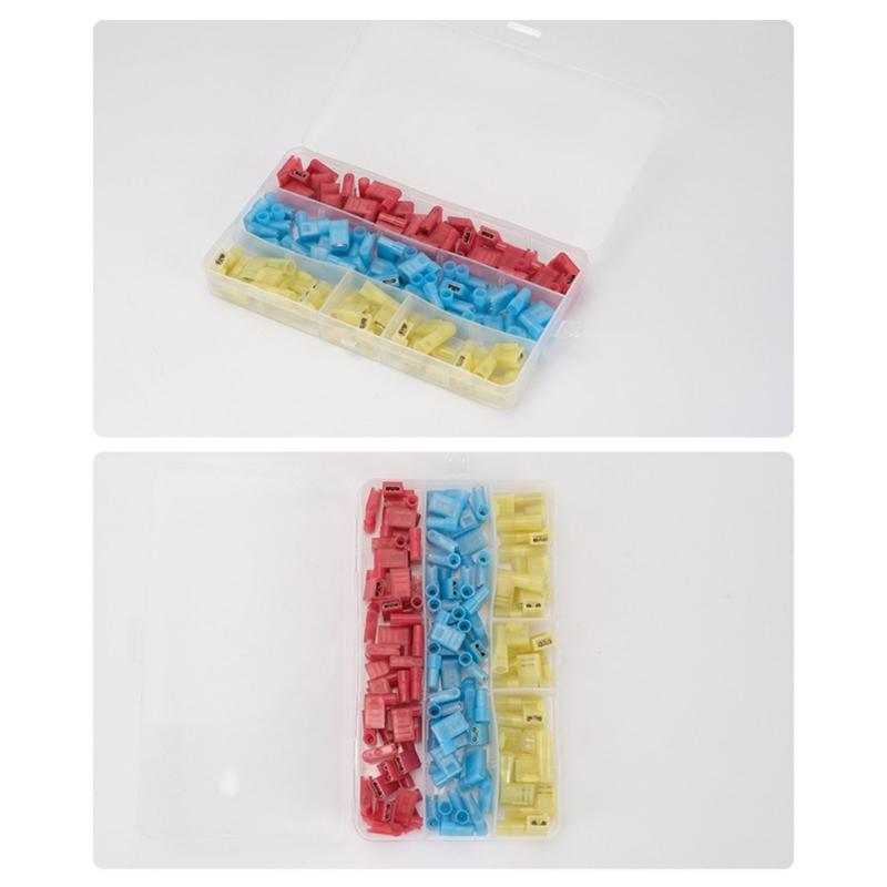 Practical Automotive Wiring Set 80Pcs Right Angled Flag Terminals Insulated Spade Connectors for Secure Connection
