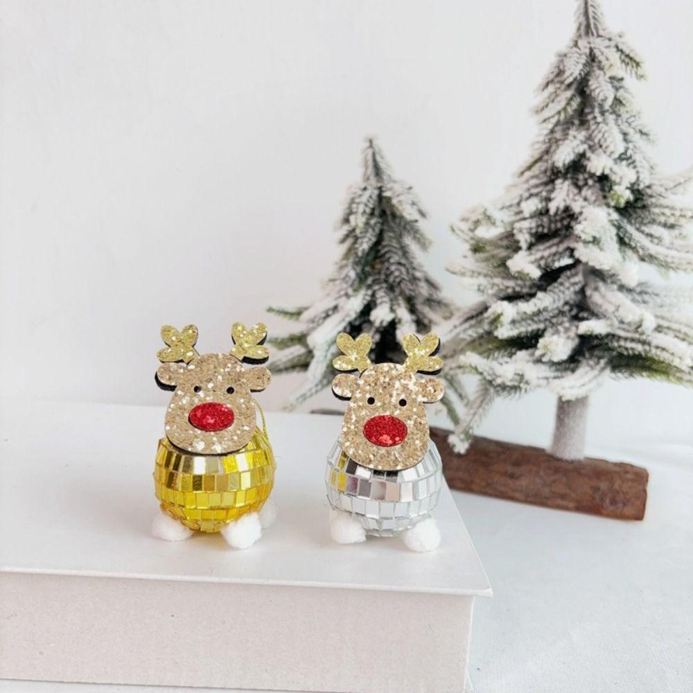 Nerozbitné vánoční zrcadlo přívěsek jelen roztomilá závěsná dekorace na vánoční stromek sváteční dekorace