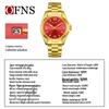 OFNS Women's Korean Style Quartz Watch - Large Dial, Calendar, Waterproof, Luminous Solid Steel Band, Business Model
