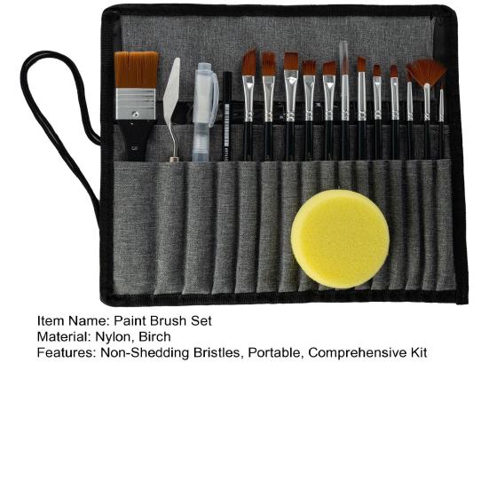 Paint Brush Set Watercolor Acrylic Art Nylon Brushes with Storage Bag Paintbrush Set with Flat Fan Round Bristles for Oil Painting Artists Beginners