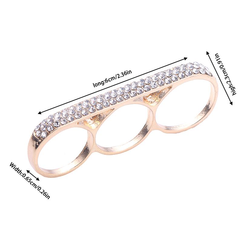 Three Fingers Knuckle Duster Ring Minimalist Stainless Steel Bar Ring