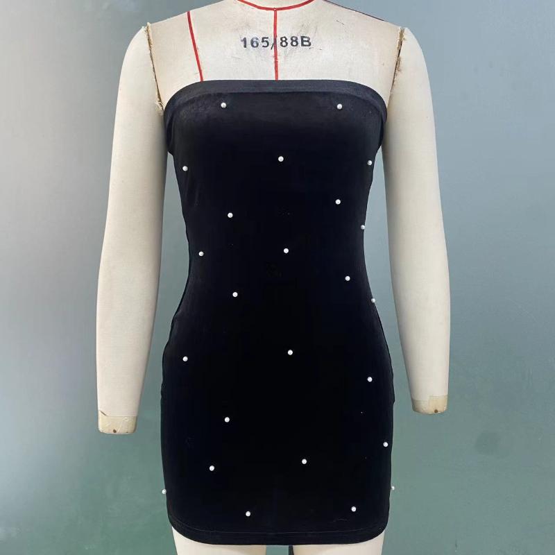 GMXIA Dress Summer Sexy Elegant Wind Package Hip Dress Sleeveless Strapless Slim Short Dresses