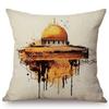 18" Disegno a mano Moschea islamica musulmana Arte Edificio Architettura Decorazione per la casa Federa per cuscino in cotone e lino arabo