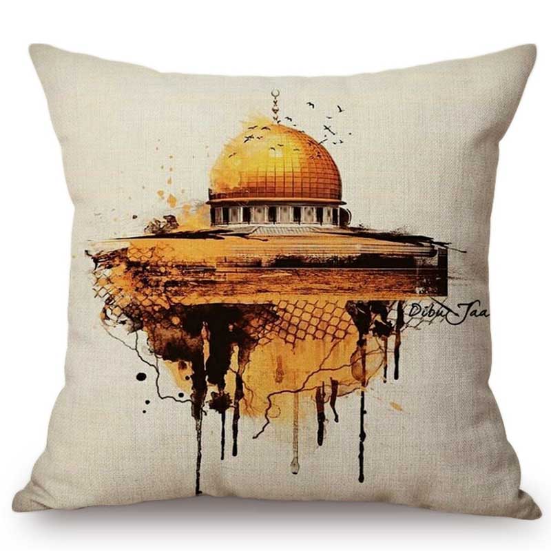 18  ручной рисунок, мусульманская исламская мечеть, художественное здание, архитектура, домашний декор, наволочка из арабского хлопка и льна, наволочка 450mm*450mm
