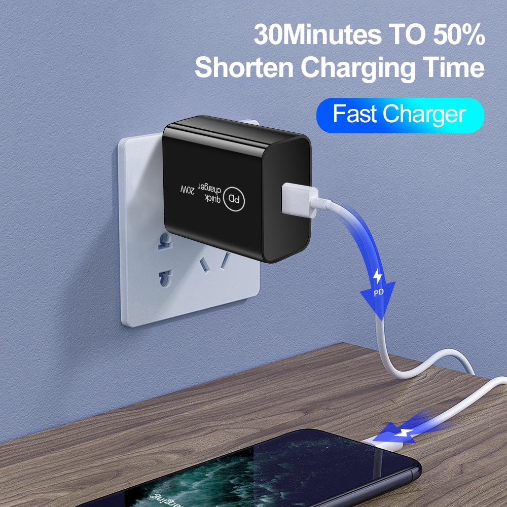 20W PD Fast Charger for Mobile Phones - Travel Adapter with EU/US/UK Plugs