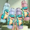 1PC Open Mouth Big Dinosaur 750ml Color Plastic Sports Water Bottle Leakproof Flip Straw Lid Suitable for Sports Office Home Use