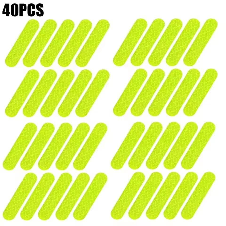 80-10Pcs Helmet Safety Warning Reflective Stickers Strip Waterproof High Visibility Reflector Tape for Night Riding Walking Car