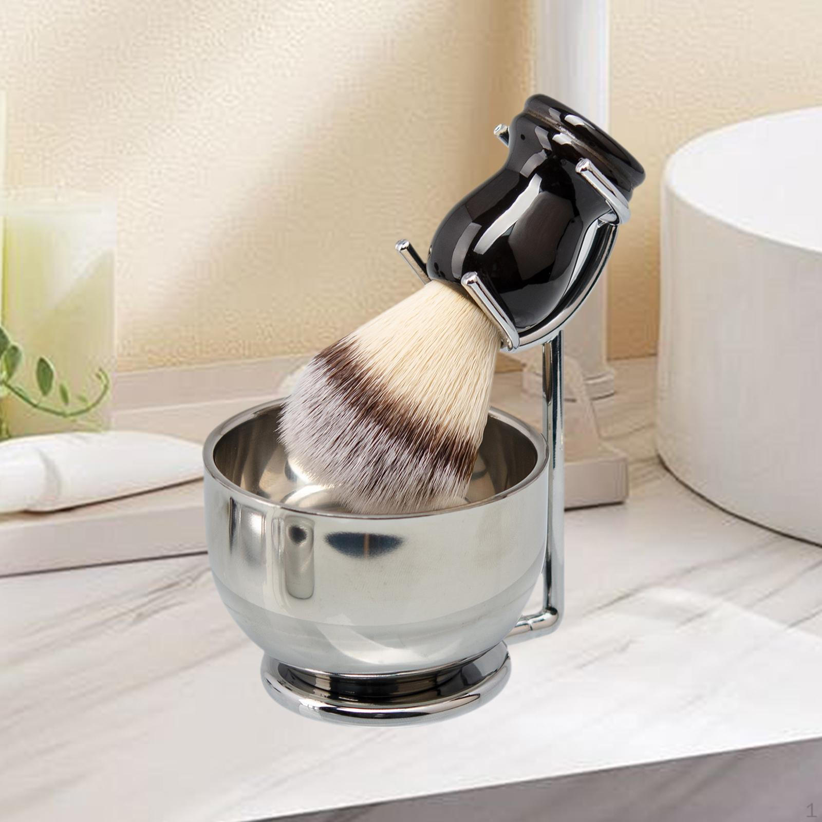 

3 Pieces Shaving Kit for Men Soap Bowl and Brush Holder Portable Lightweight Practical Argent