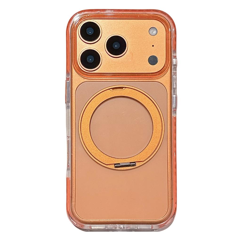 For iPhone 17 Pro Max Case Rotating Kickstand TPU PC Clear Phone Cover with Metal Buttons