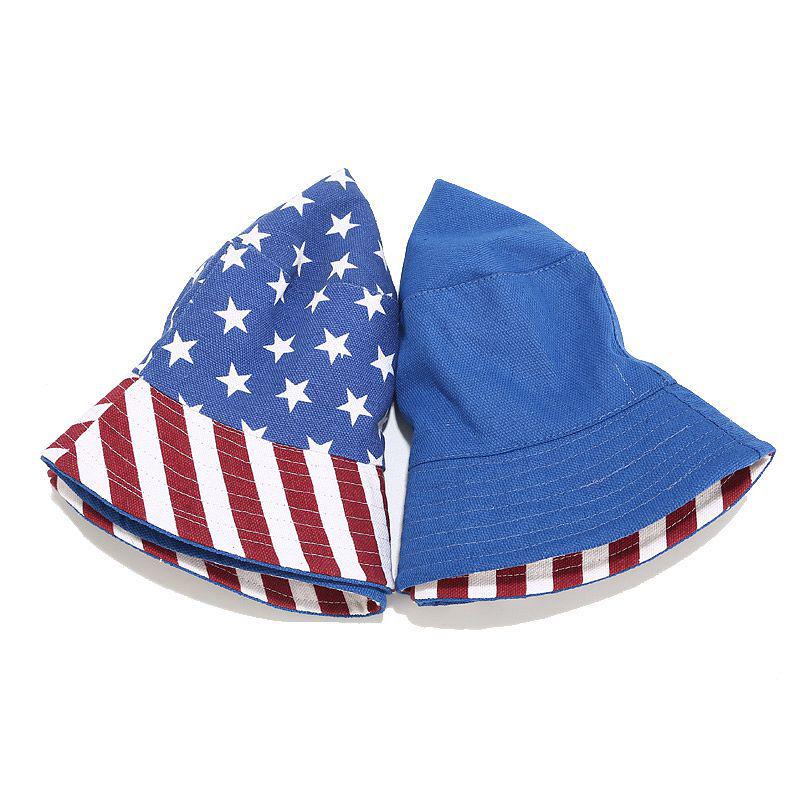 Sombrero de Cubo con Letra de EE. UU. en Colores de Bandera Americana para Mujer Hombre Uso Diario Exterior Reversible Gorra de Pescador Moda Adulto Verano Gorras Solares