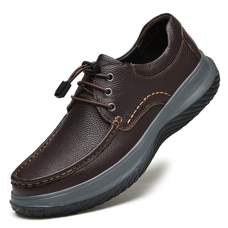 Men s Trendy Slip-On Cowhide Loafers - Spring Arrival Casual Leather Shoes 38
