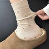 Retro Floral Socks Women's Autumn Cotton Socks Trendy White Medium Tube Socks with Moral Training Shoes Stacking Socks Autumn
