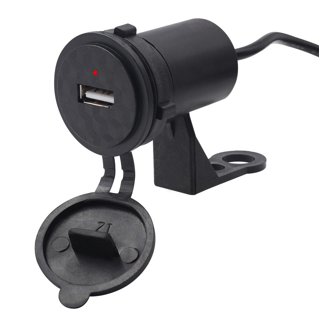 USB Motorcycle Mobile Charger, 12V Waterproof, Single-Port