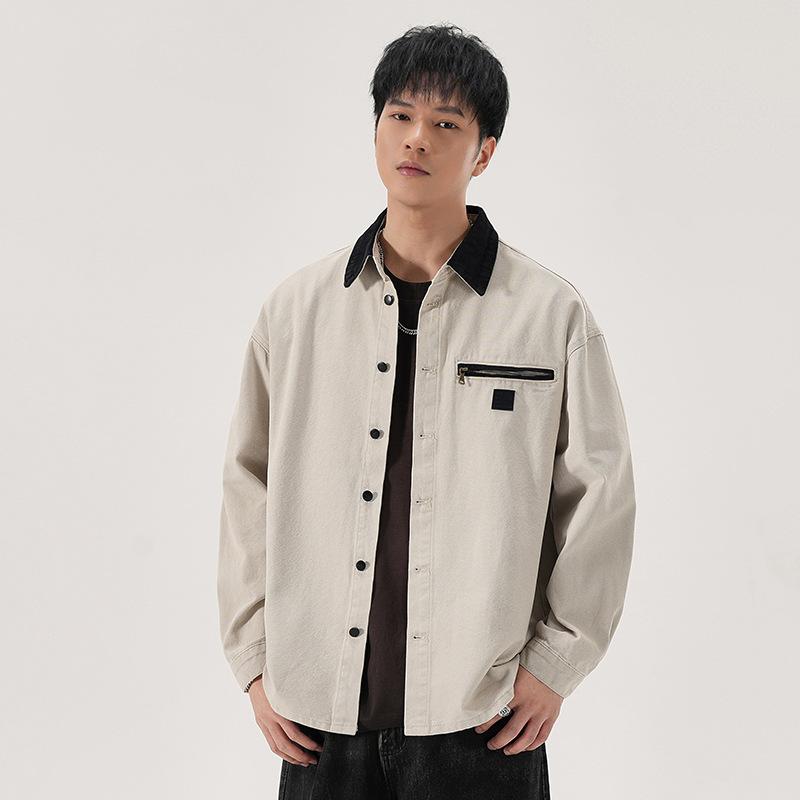 High-End American Retro Carhart Hunting Shirt Jacket Men'S Autumn Contrasting Color Splicing Lapel Tooling Jacket