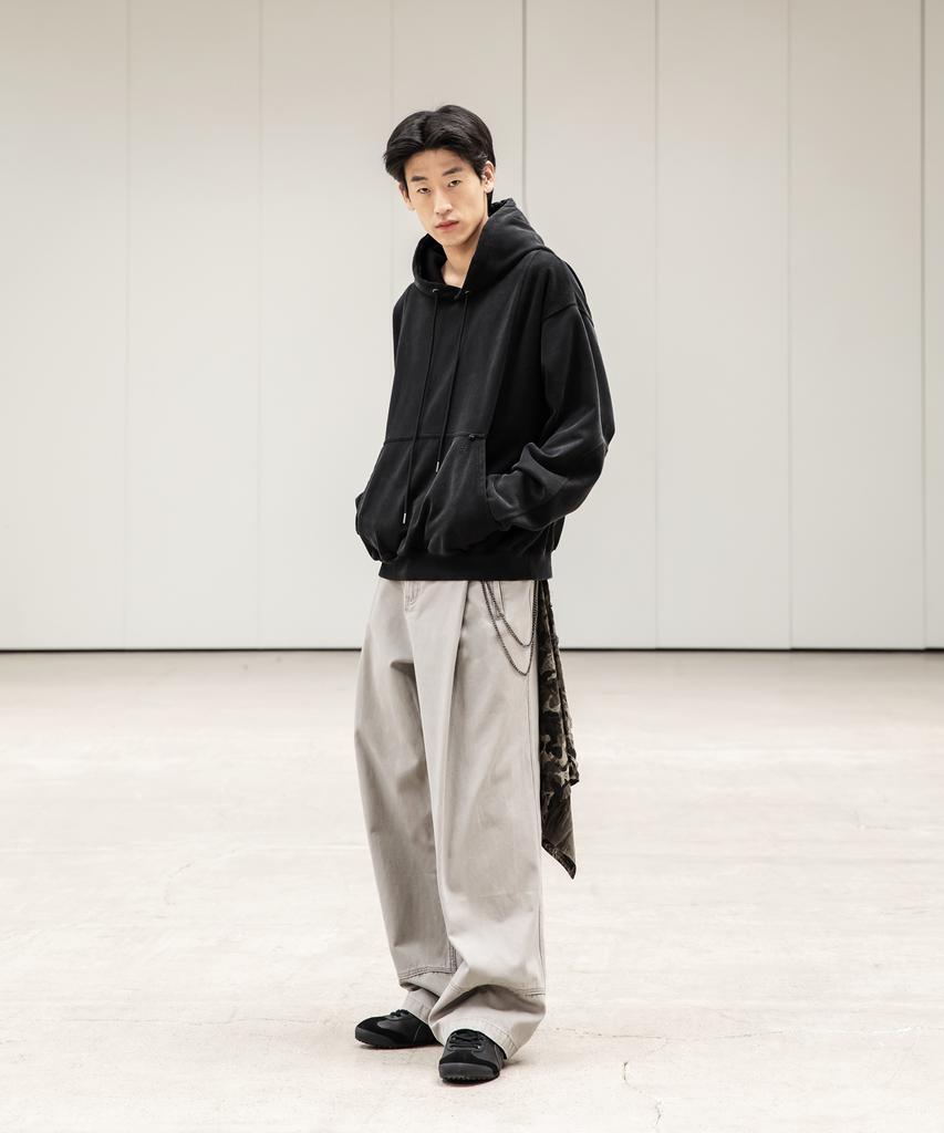 BEGIN202 Fade Pleated Cotton Pants [Ash Grey]