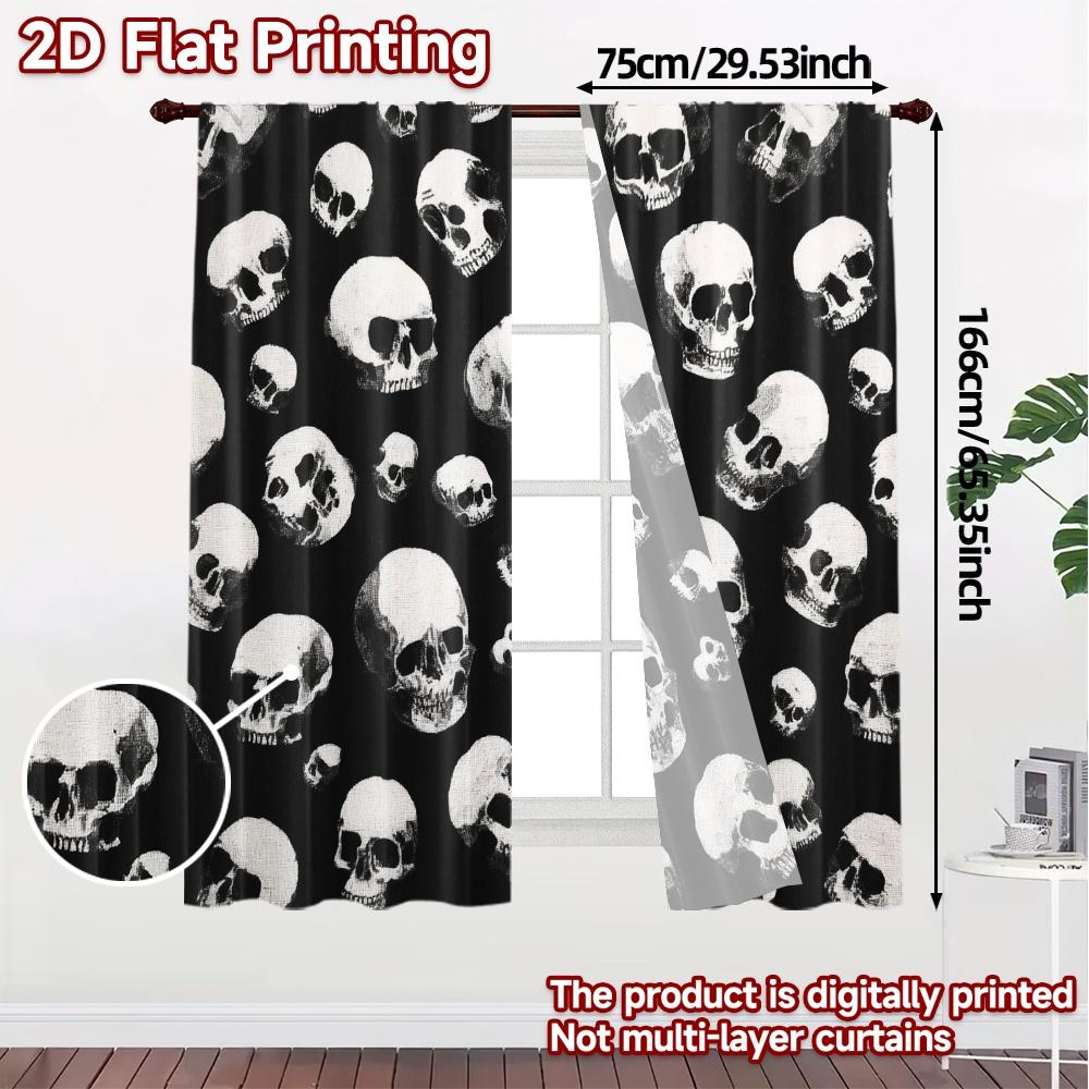 2pcs   2D FLAT PRINTING Curtains (Without Rod) SkullScatter Chic Curtain Cloth Versatile Polyester Fabric Curtains Gifts Ldeal