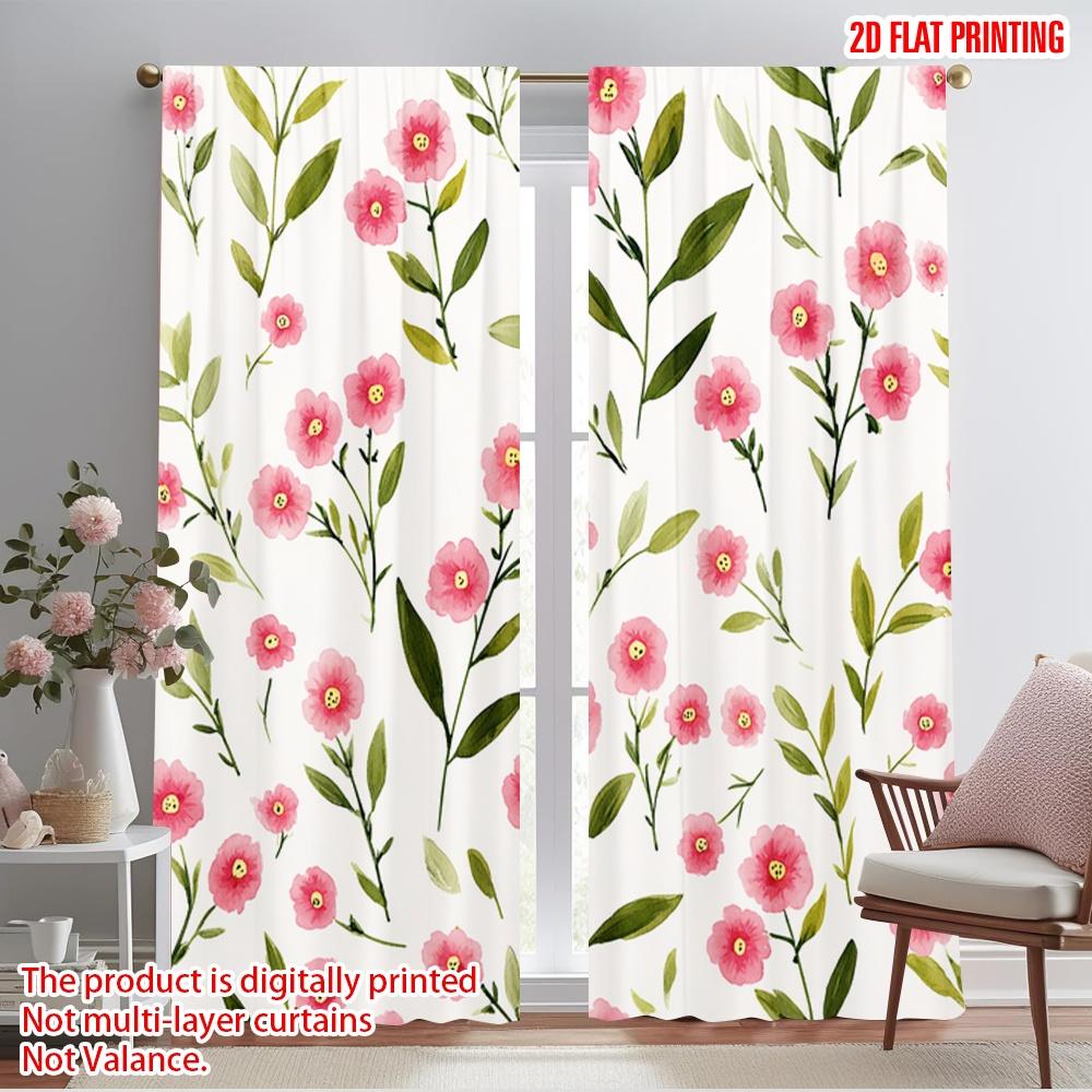 2 Stück, 2D-Flachdruck Vorhänge Pink Floral Bliss Vielseitiger Polyesterstoff (ohne Stange) Außendekorationen Perfekt für