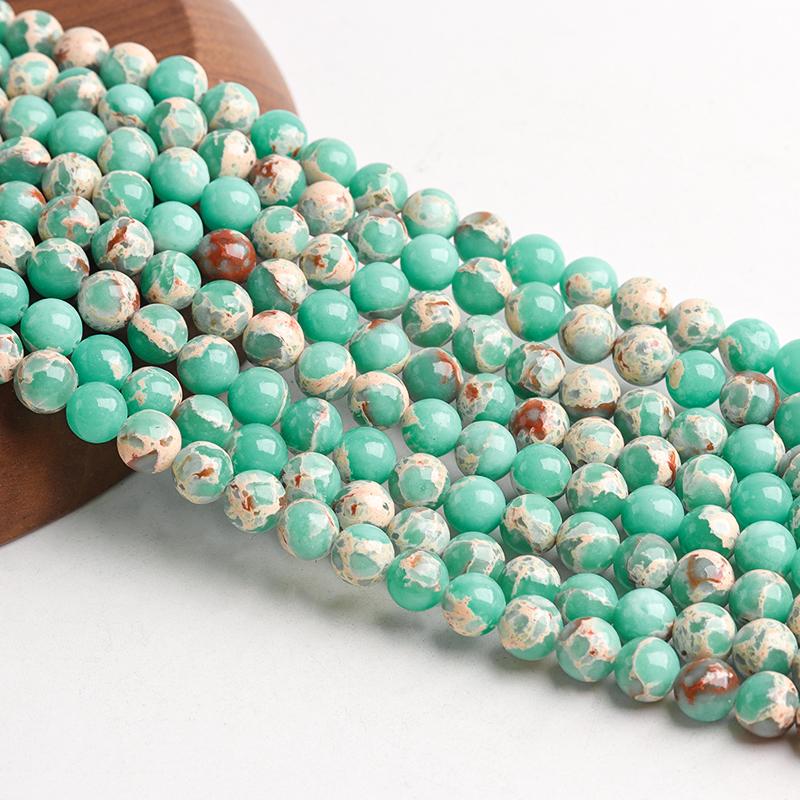 

6/8/10mm Emperor Stone Beads For Jewelry Making Loose Spacer Round Imperial Beads DIY Bracelet Necklace Jewelry Charms Crafts 6mm 60Pcs
