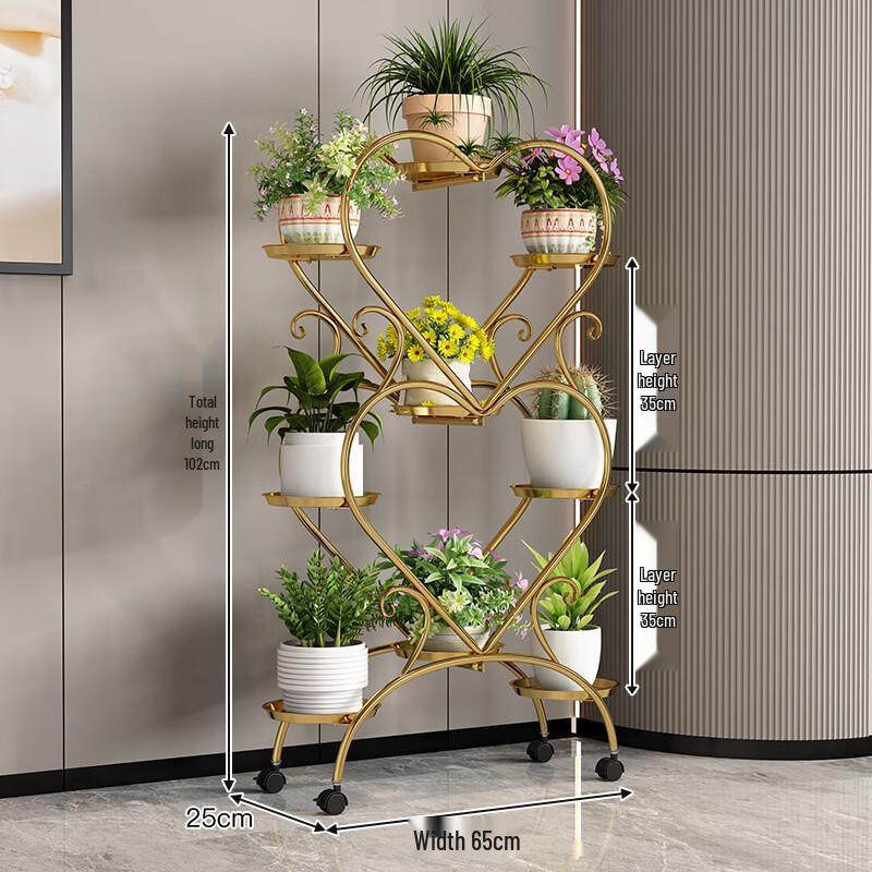 Shixun Minimalist 5-Tier Rolling Iron Flower Pot Stand