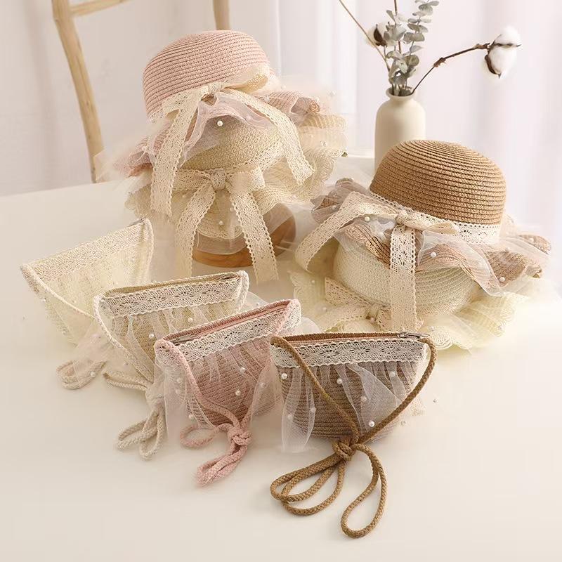 Children Sunscreen Sun Hat Kids Girls Summer Fashion Straw Hat And Bag For Girls Cool Hat Girl Cute Breathable Baby Accessories