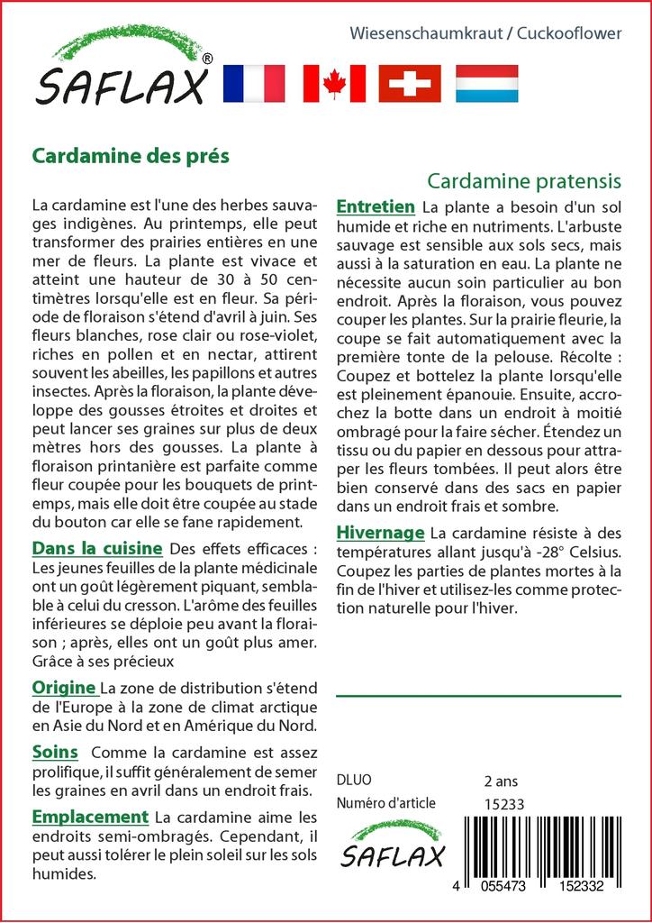 SAFLAX Garden In the Bag - Cuckooflower - 100 Seeds - With Substrate In a Fitting Stand Up Bag - Cardamine Pratensis