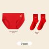 Langsha Women's Red Cotton Briefs & Socks Set