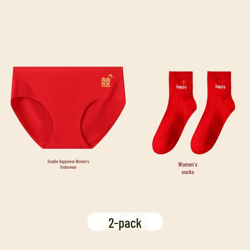 Langsha Women's Red Cotton Briefs & Socks Set