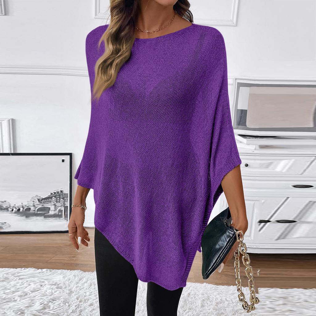 Damen Leichte Strand-Übergangsjacke Kurzarm Durchbrochen Lockerer Sitz Lässiges Sommer-Pullover-Top für Urlaub Reisen