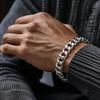 FULL Silver Men' Bracelet 925 SILVER Thick 8mm DIAMOND