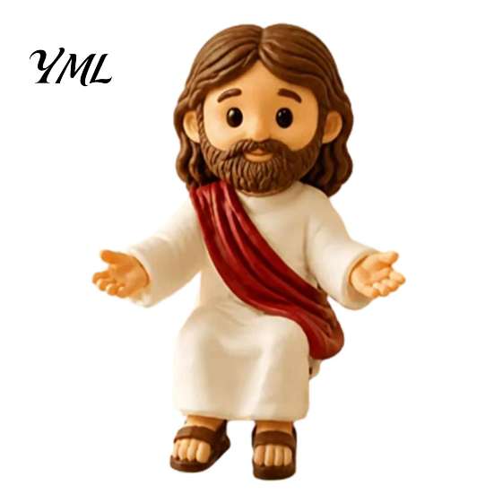 Handcrafted Resin Home Decor Cute Praying Jesus Figurine, Blessing Character Desktop Statue, Meaningful Gifts for Employment Religious Collectible