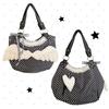 Y2k Polka Dot Wing Tote Bag Double-sided Lace Trim Shoulder Bag Large Capacity Harajuku Style Canvas Handbag Cute Casual Purse