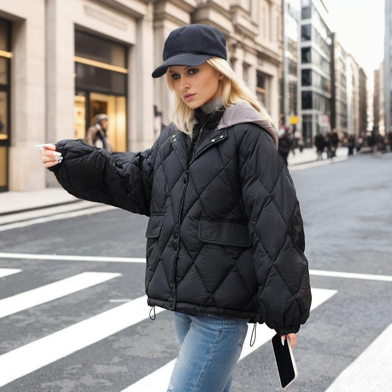 Daunengepolsterte Jacke für den Winter, kurze, lockere