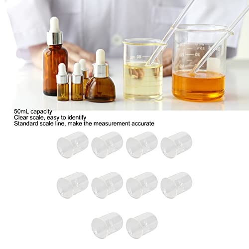 10-Piece 50ml Glass Measuring Cup and Glass Measuring Beaker Set with Graduated Scientific Glassware for Labs, Classrooms, and Home Use