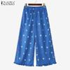 ZANZEA Women Casual Elastic Waist Loose Floral Print Pants