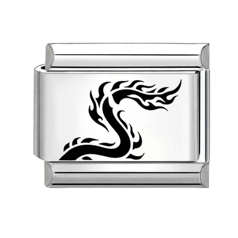 

Laser Engraving Animals Snake Wolf Tiger Lion Dragon Italian Charm Links Fit 9mm Stainless Steel Bracelet Men Women DIY Making