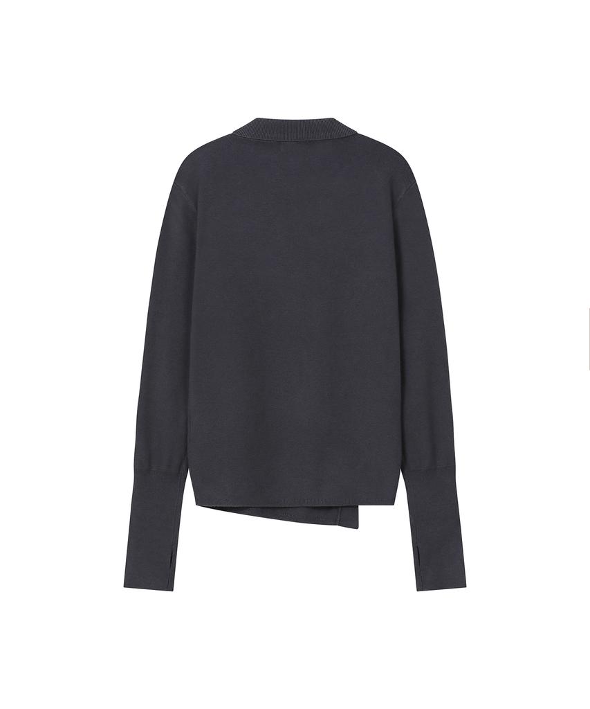 MISEKI SEOUL Diagonal Zip-Up Knit Charcoal